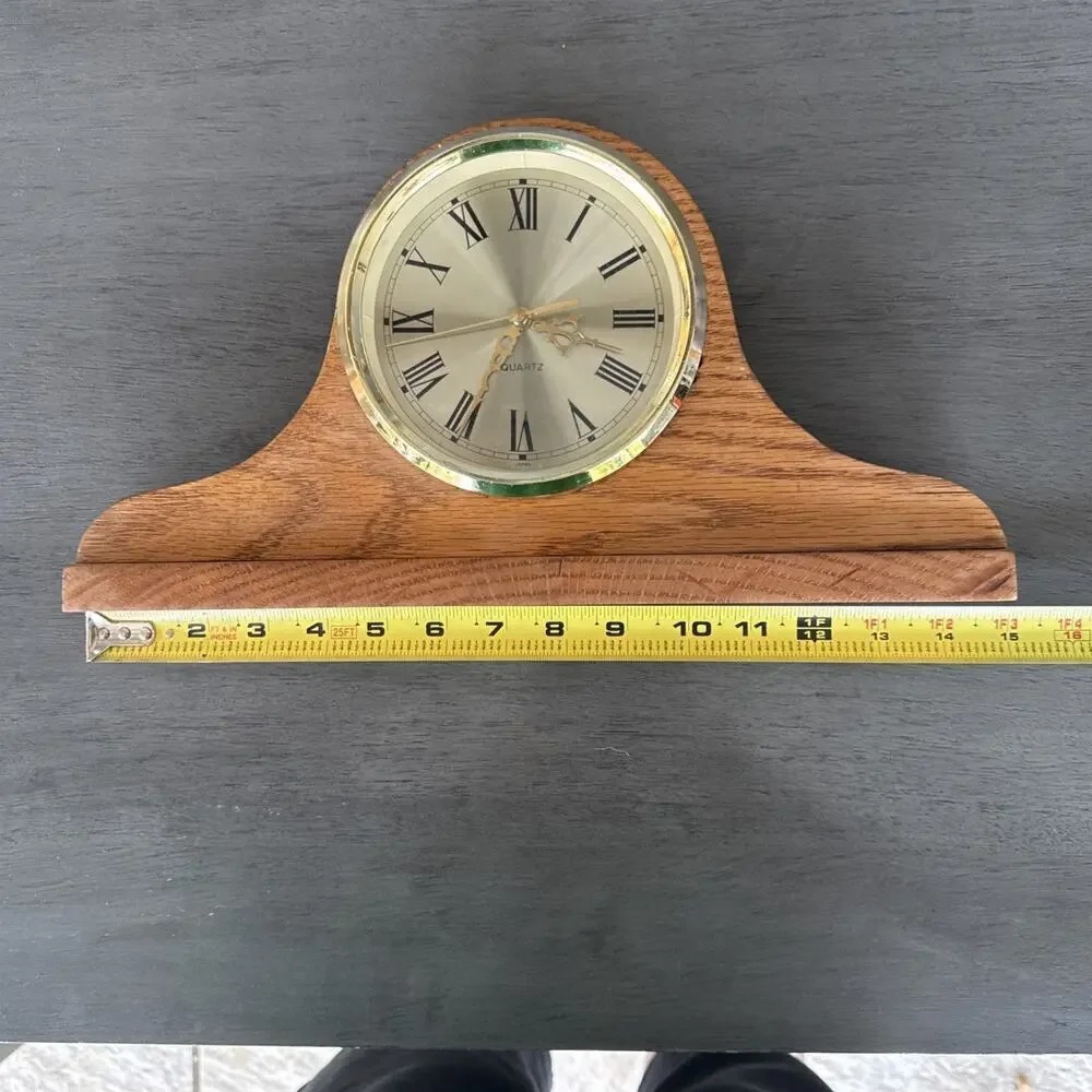 Vintage handmade wooden mantle clock quartz made in Japan